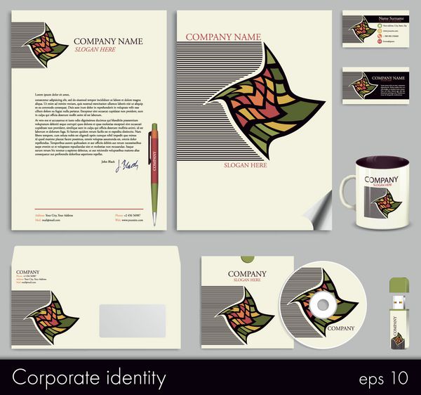 الگوی سبک کسب و کار هویت شرکتی 7 خالی کارت خودکار سی دی کاغذ یادداشت پاکت نامه فلش مموری