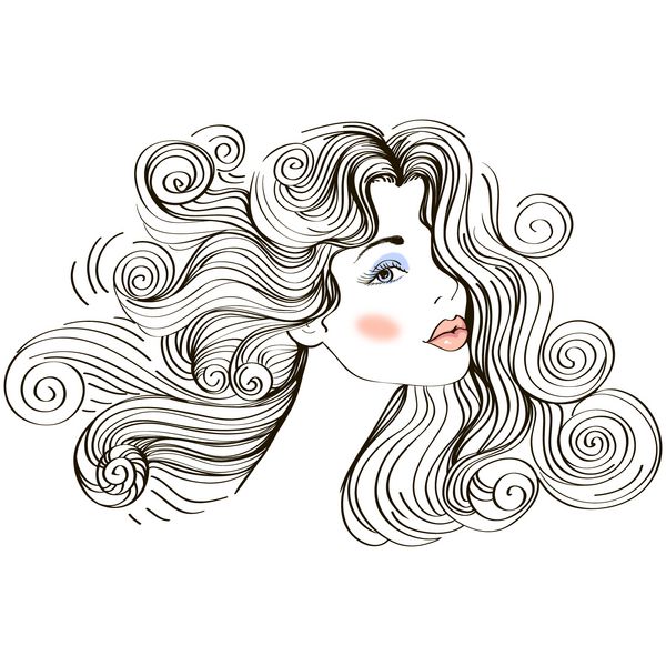 دختر زیبا صورت شبح تصویر برداری زن جوان زیبا با موهای بلوند بلند