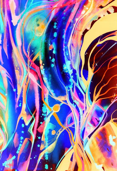 بافت آبرنگ انتزاعی نقاشی مدرن پالت رنگین کمان رنگارنگ هنر آوانگارد یادآور گرافیتی هنر معاصر لکه اسپری رنگ رگه های رنگارنگ