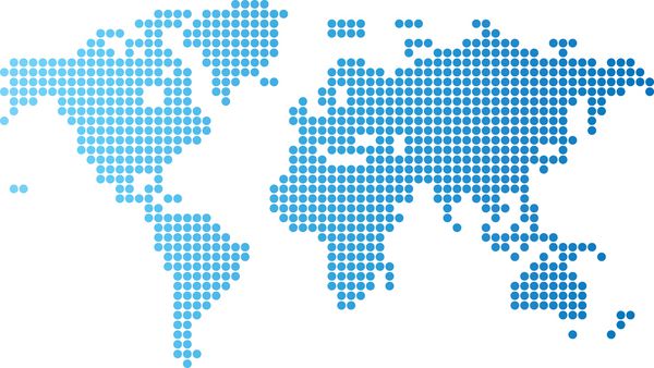 گرافیک کامپیوتری انتزاعی نقشه جهانی نقاط گرد آبی وکتور