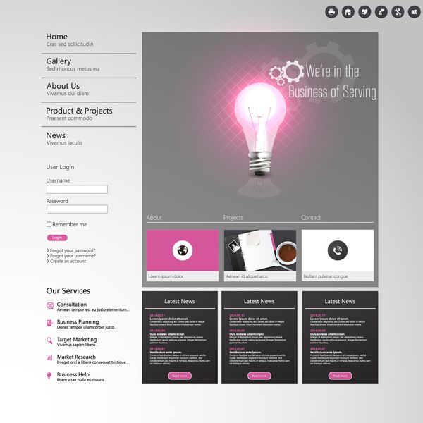 قالب وب سایت کسب و کار - طراحی صفحه اصلی - تمیز و ساده - با فضایی برای یک متن
