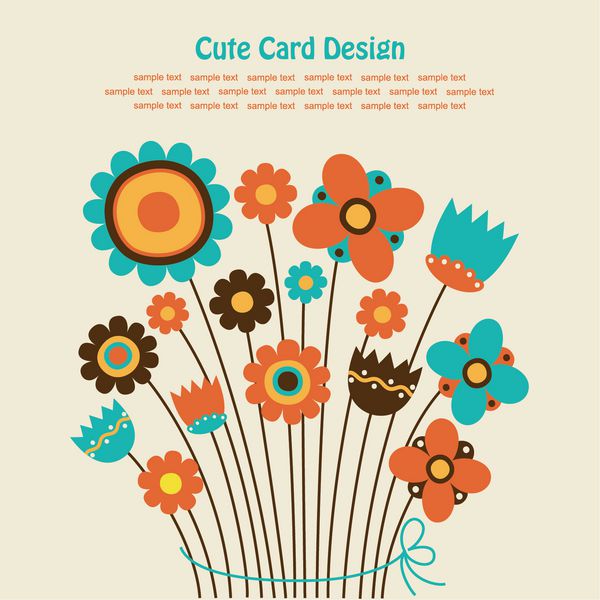 کارت پستال زیبا با دسته گل زیبا وکتور