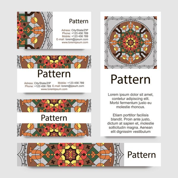 الگوی کارت ویزیت با تزئینات مراکشی اسلامی شامل الگوی بدون درز RGB