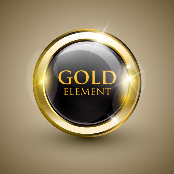 عنصر مدرن براق طلایی دکمه وب طلایی برچسب وکتور بخشی از مجموعه