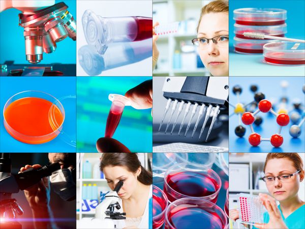 عناصر طراحی علمی کلاژ - میکروبیولوژی ژنتیک دانشمندان