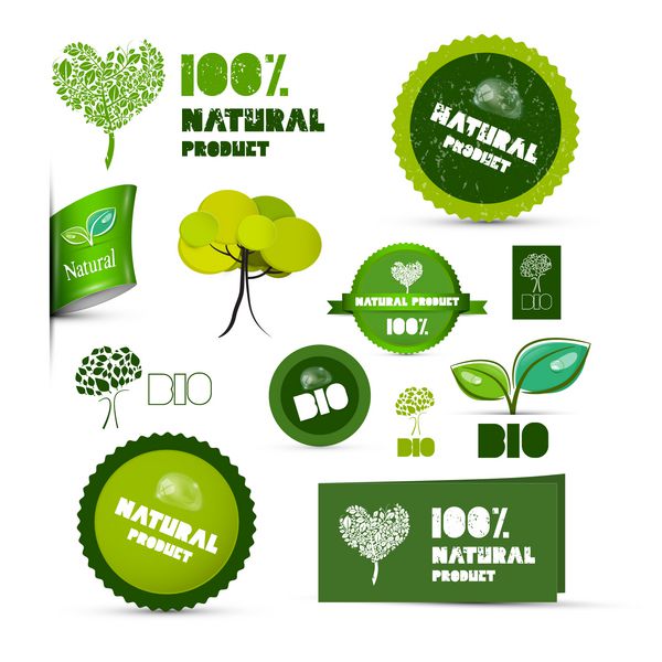 برچسب های سبز محصول طبیعی - برچسب ها - مجموعه استیکرها