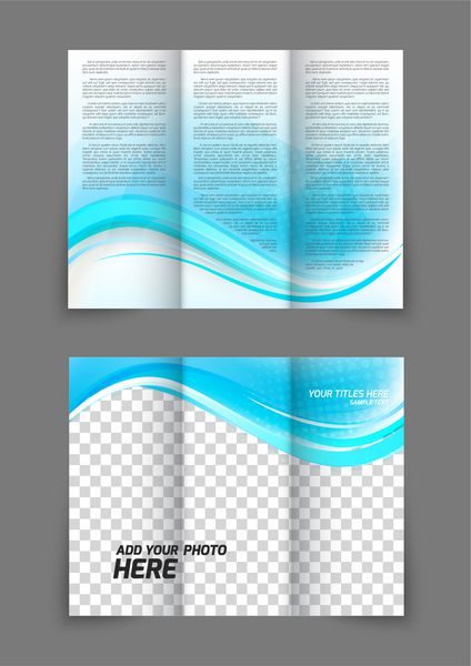 صفحه طراحی جزوه سه تایی با طرح موج آبی انتزاعی