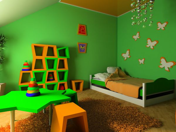اتاق کودک با تصویر سه بعدی تخت