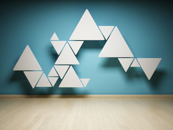 شکل انتزاعی مثلث ها در فضای داخلی