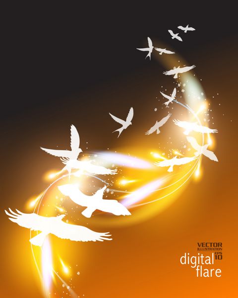 طراحی فلر دیجیتال نئون کبوتر زیبا