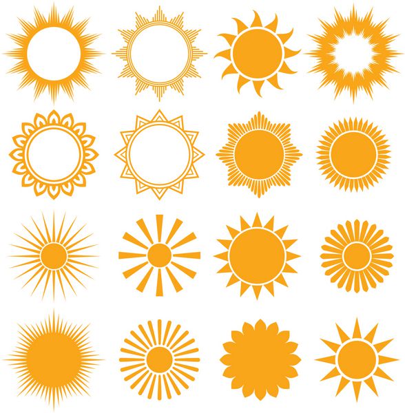 خورشید - عناصر برای طراحی مجموعه خورشیدهای وکتور مجموعه خورشیدها