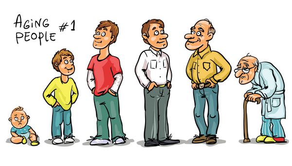 افراد مسن - مجموعه 1 مردان در سنین مختلف مردان کارتونی با دست اعضای خانواده جدا شده طرح