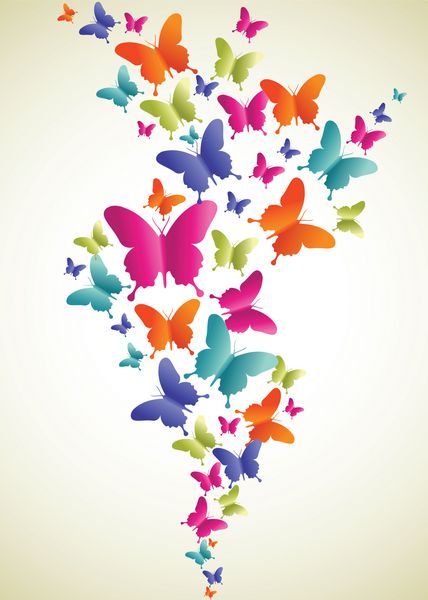 ترکیب رنگ پروانه بهاری وکتور لایه لایه برای دستکاری آسان و رنگ آمیزی سفارشی