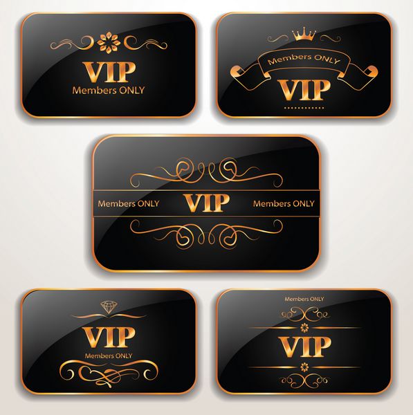 مجموعه ای از کارت های VIP طلایی زیبا