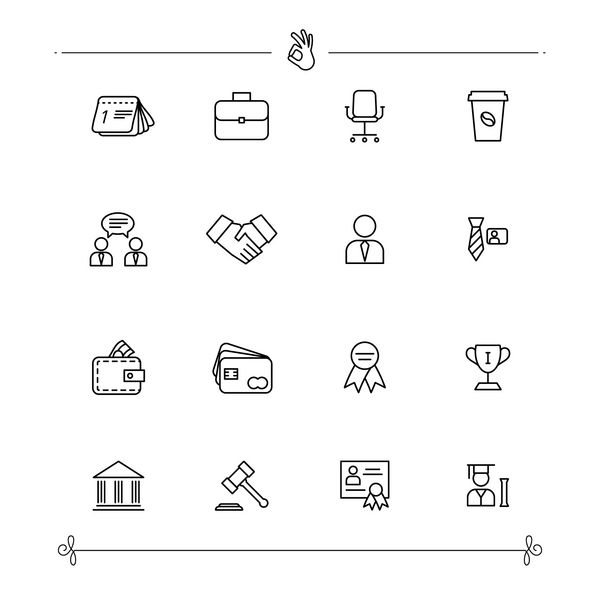 مجموعه مجموعه نمادهای کسب و کار و امور مالی مشخص شده