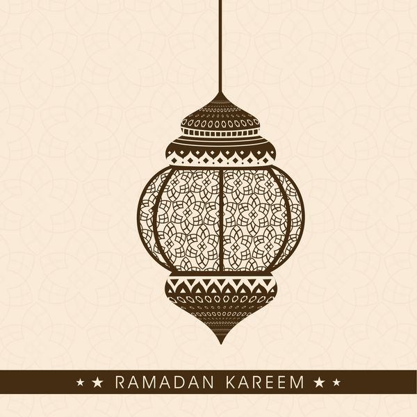 طرح لامپ یا فانوس عربی آویز زیبا کارت تبریک یا کارت دعوت برای ماه مبارک جامعه مسلمانان رمضان کریم