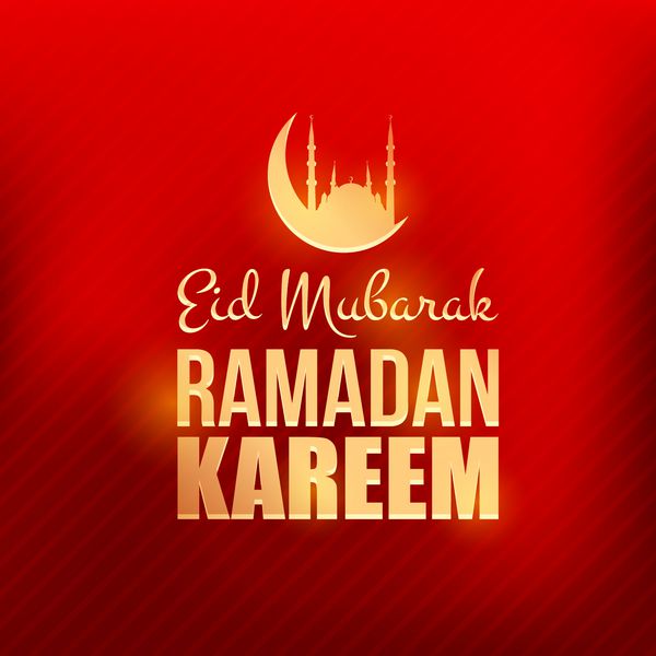 نشان طلای براق رمضان کریم - وکتور طرح تم شب های مقدس اسلامی - عید عربی مبارک باد به انگلیسی