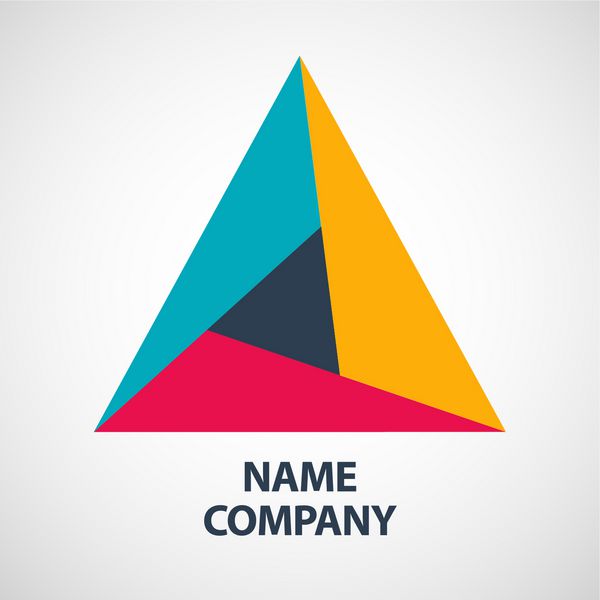 نماد شرکت برای شرکت در پس زمینه خاکستری لوگوی تجاری مثلثی انتزاعی وکتور