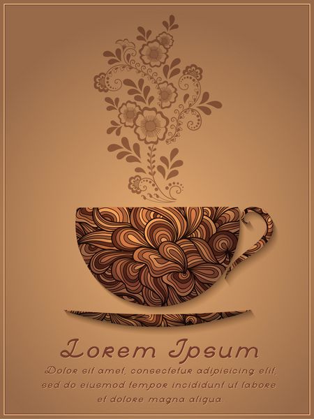وکتور پس زمینه قهوه با عناصر الگوی گل
