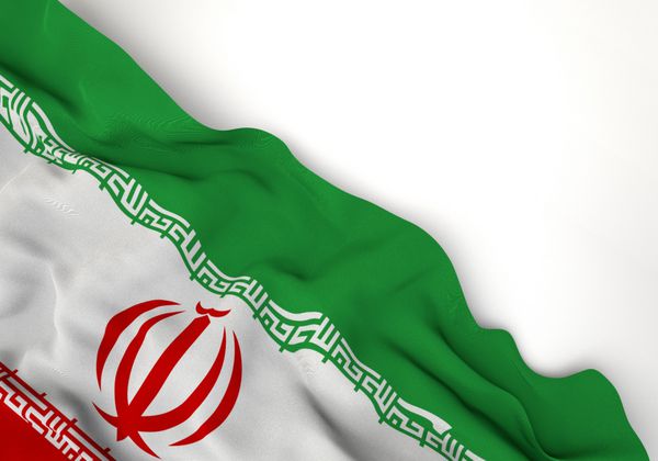 اهتزاز پرچم ایران آسیایی گوشه پس زمینه سفید