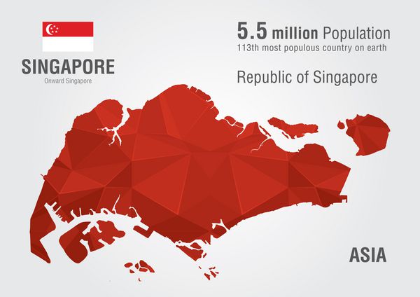 نقشه جهان سنگاپور با بافت الماس پیکسلی جغرافیای جهانی