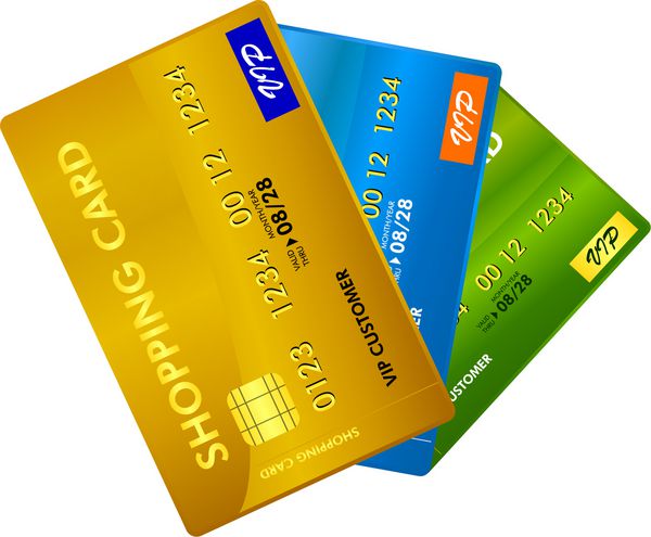 پشته ای از کارت های اعتباری رنگارنگ