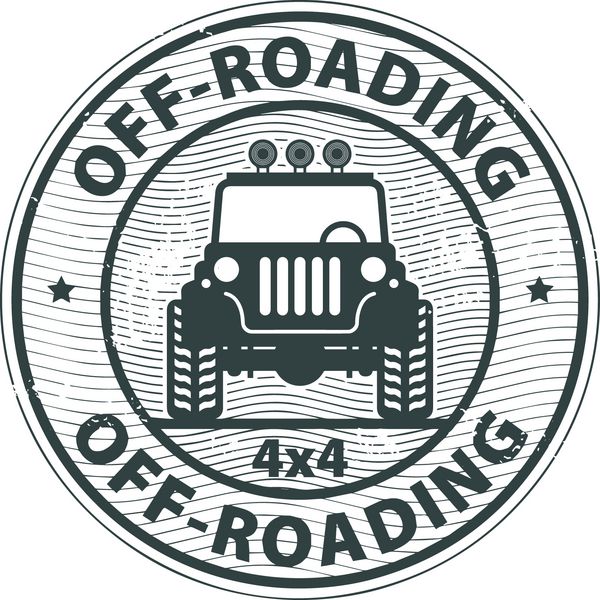 تمبر لاستیکی گرانج با عبارت Off-roading نوشته شده در داخل تمبر وکتور