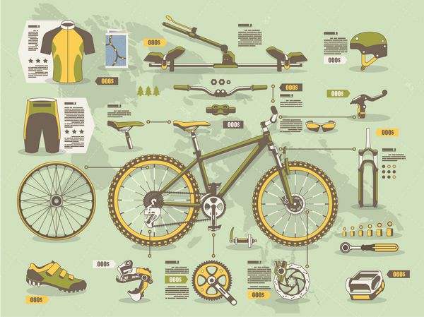 عناصر گرافیکی اطلاعات دوچرخه کوهستان