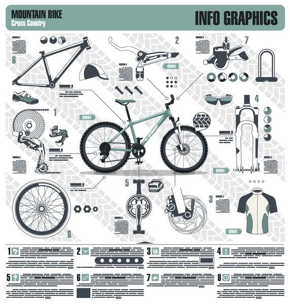 عناصر گرافیکی اطلاعات دوچرخه کوهستان وکتور