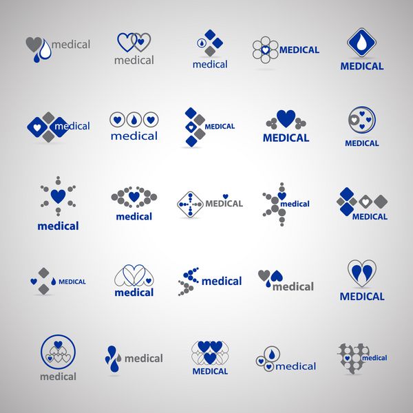 مجموعه آیکون های پزشکی - جدا شده در پس زمینه خاکستری - وکتور طرح گرافیکی قابل ویرایش برای طرح شما لوگوی پزشکی