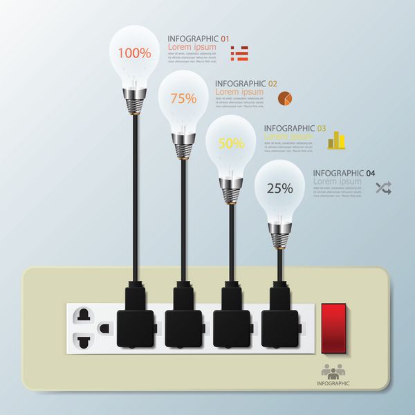 الگوی طراحی اینفوگرافیک سوئیچ لامپ