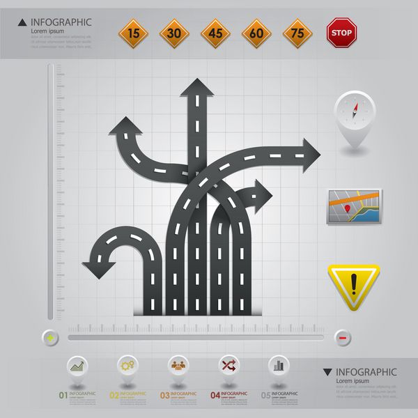الگوی طراحی اینفوگرافیک کسب و کار Road Street