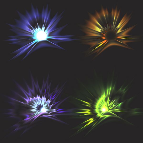 مجموعه ای از وکتور درخشان افکت نور ستاره