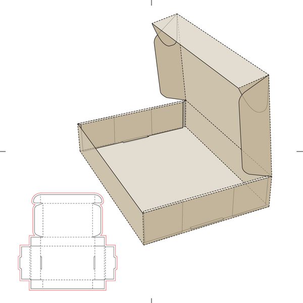 جعبه مقوایی تخت با الگوی DIe-cut