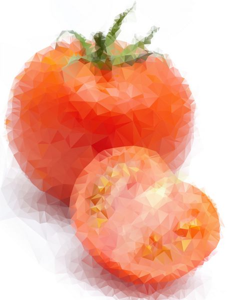 تصویر گوجه فرنگی رسیده از مثلث تشکیل شده است