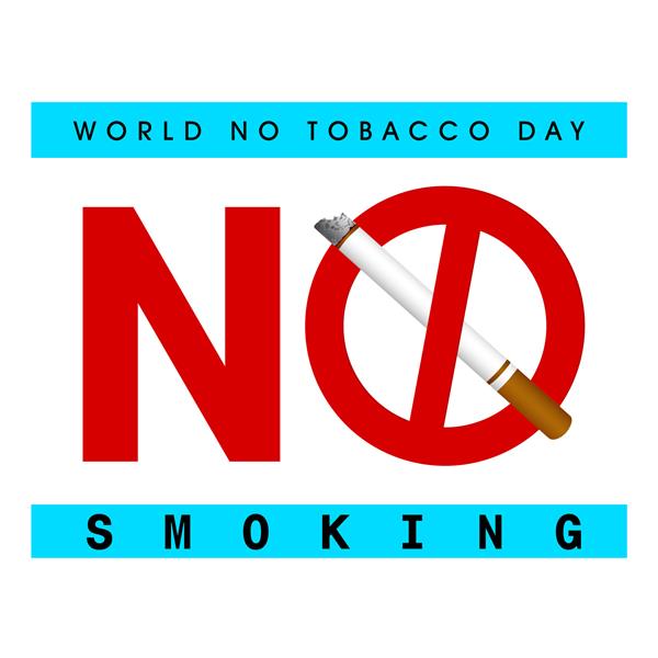 طراحی پوستر بنر یا بروشور برای روز جهانی بدون دخانیات با متن شیک سیگار ممنوع و سیگار در زمینه سفید