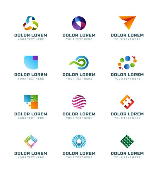 مجموعه وکتور نمادهای خلاقانه تجاری نمادها یا لوگوتایپ های طراحی عناصر