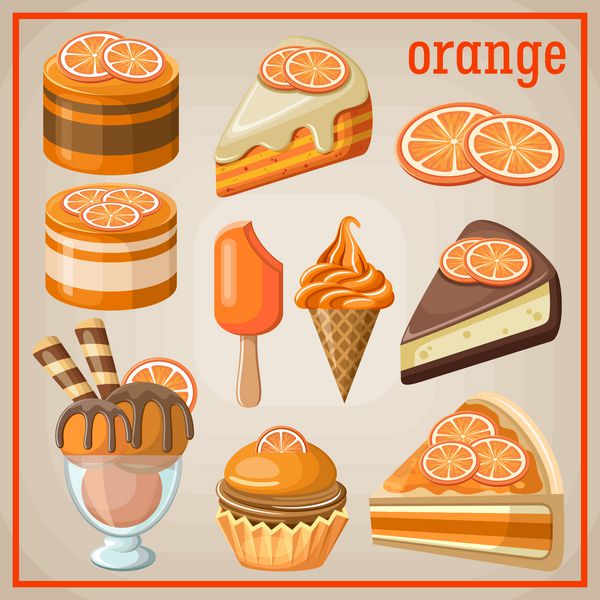 ست شیرینی با پرتقال وکتور