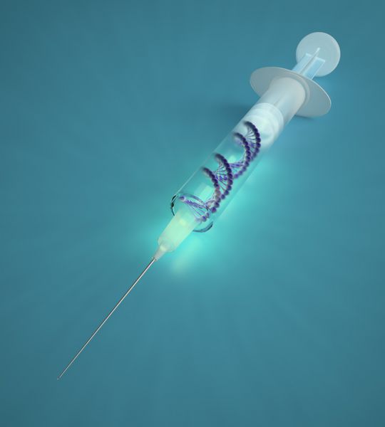 سرنگ با رشته DNA - مفهوم ژن درمانی