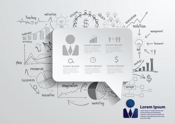حباب گفتار با طراحی ایده مفهومی طرح استراتژی کسب و کار وکتور طراحی قالب مدرن