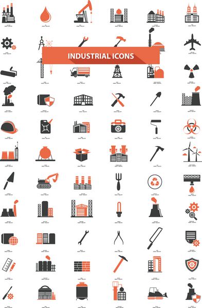 مجموعه آیکون های صنعتی نسخه نارنجی