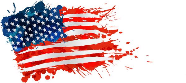 پرچم ایالات متحده ساخته شده از پاشش های رنگارنگ