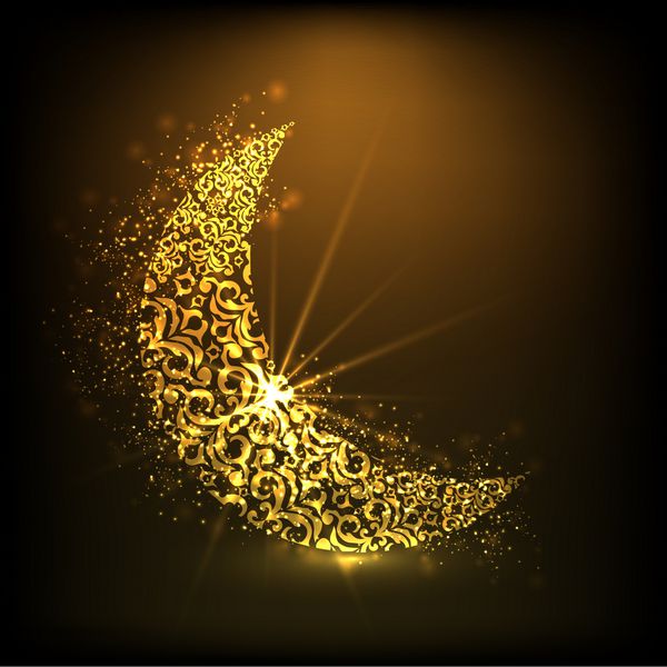 هلال ماه طلایی در زمینه قهوه ای براق برای ماه مبارک جامعه مسلمانان رمضان کریم
