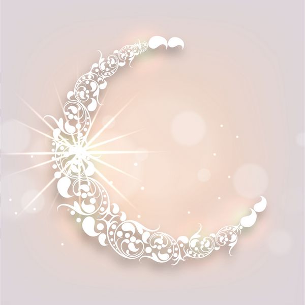 هلال ماه در زمینه براق با طرح گل تزئین شده برای ماه مبارک رمضان کریم