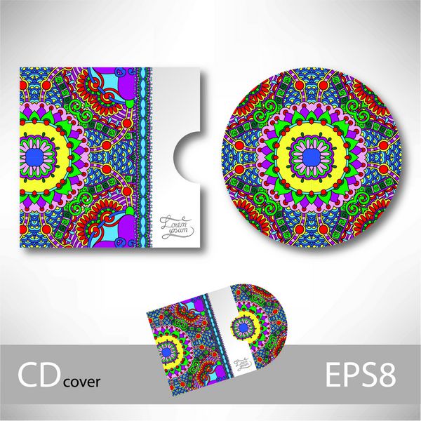 قالب طراحی جلد سی دی با تزئینات قومی اوکراینی برای کسب و کار شما الگوی پیزلی وکتور