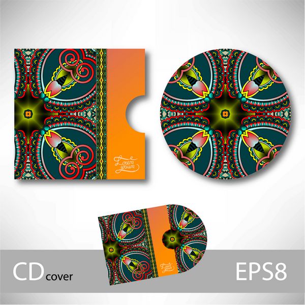 قالب طراحی جلد سی دی با تزئینات به سبک قومی اوکراینی برای کسب و کار شما الگوی پیزلی وکتور