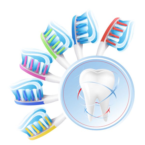 بردار مفهوم دندانپزشکی دندان سفید مسواک با خمیر دندان