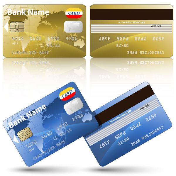 وکتور کارت اعتباری نمای جلو و پشت