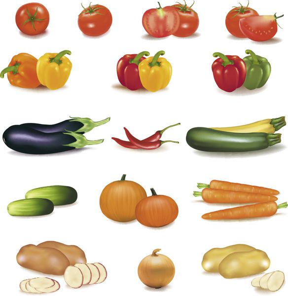 گروه بزرگ رنگارنگ سبزیجات بردار