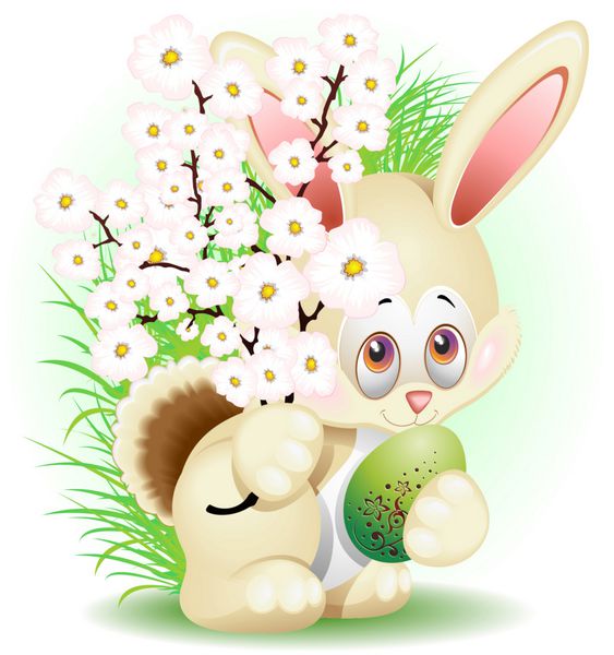 Pasqua Coniglio Fiori di Pesco-Easter Rabbit Peach Blossoms